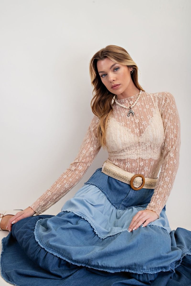 Floral Layering Mesh Top