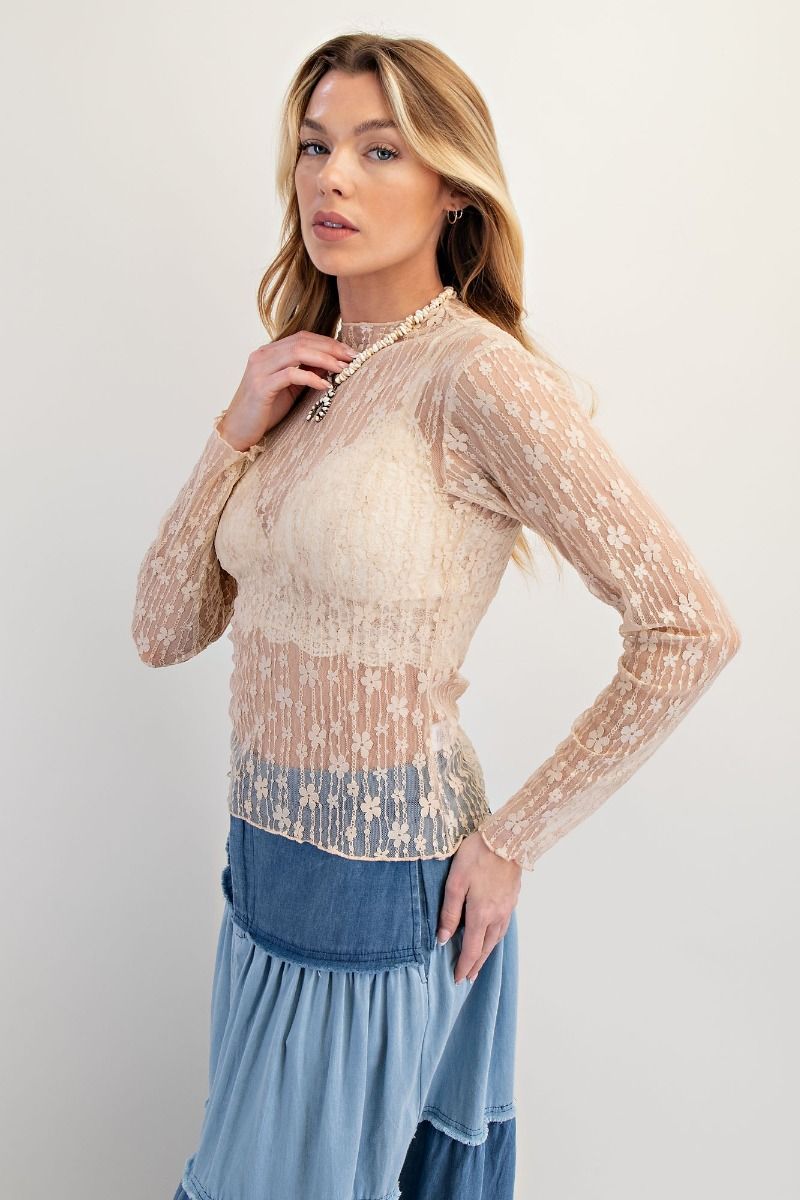 Floral Layering Mesh Top