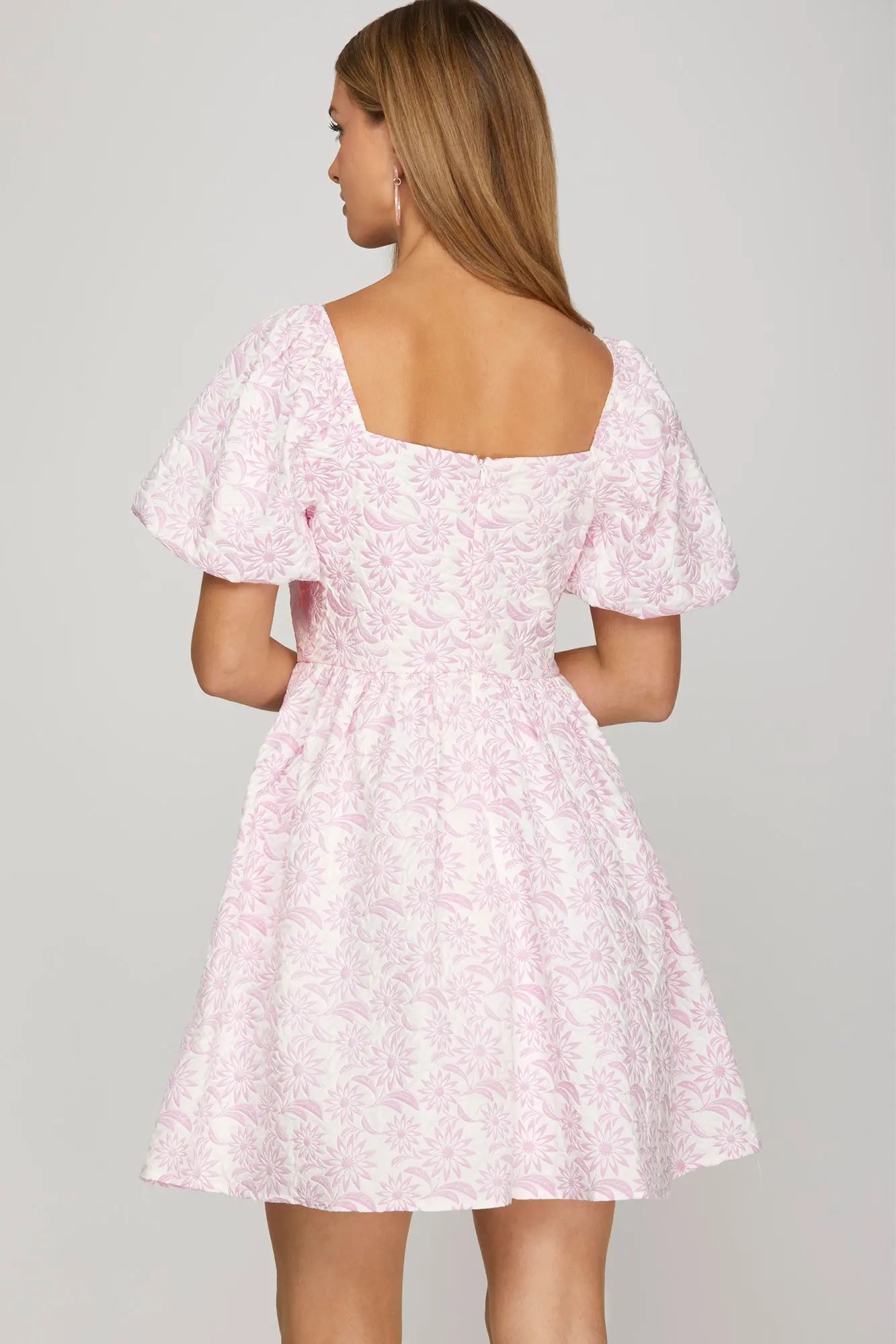 Pink Jacquard Cocktail Dress