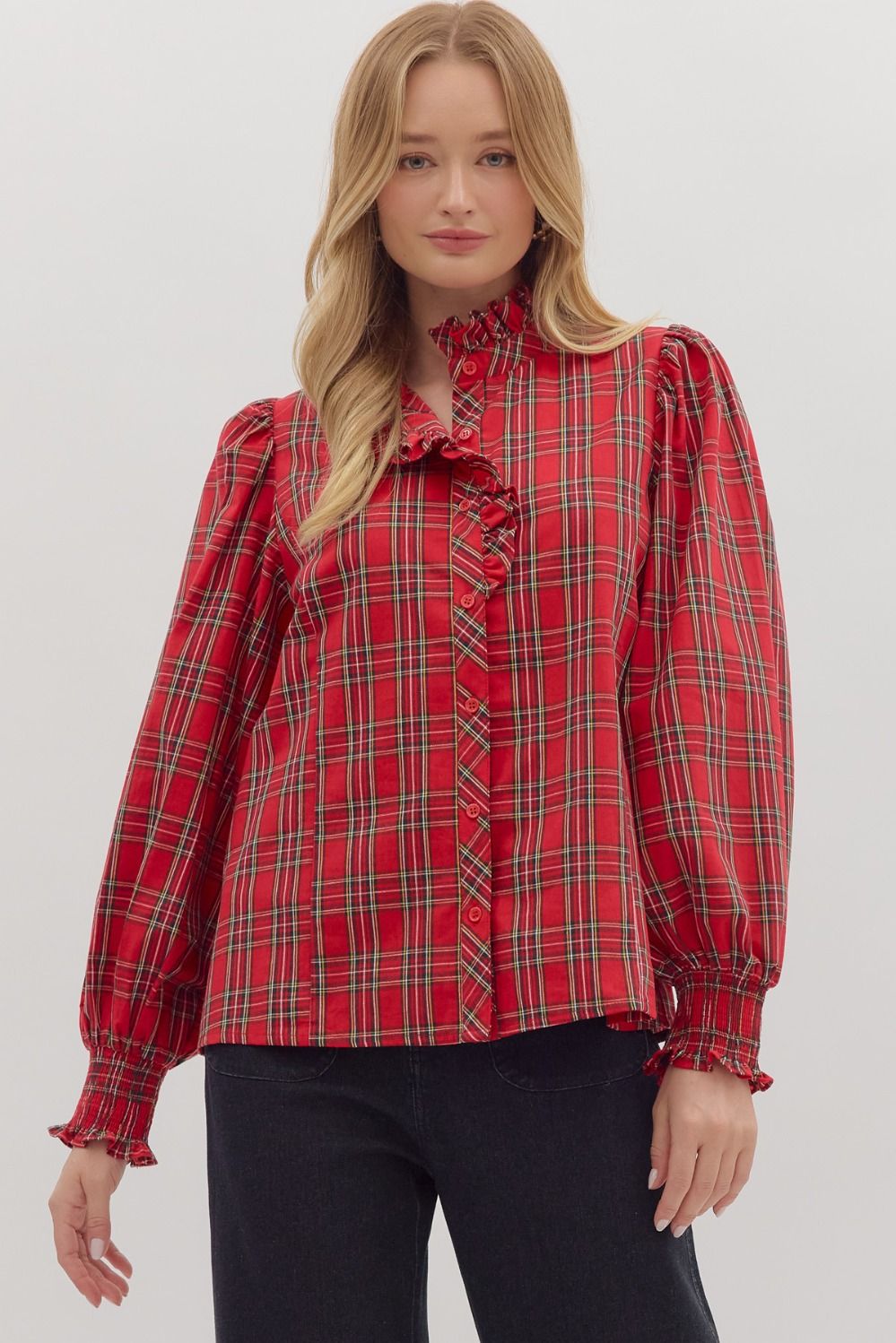 Christmas Plaid Blouse