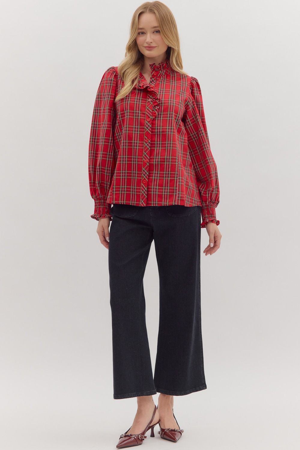 Christmas Plaid Blouse