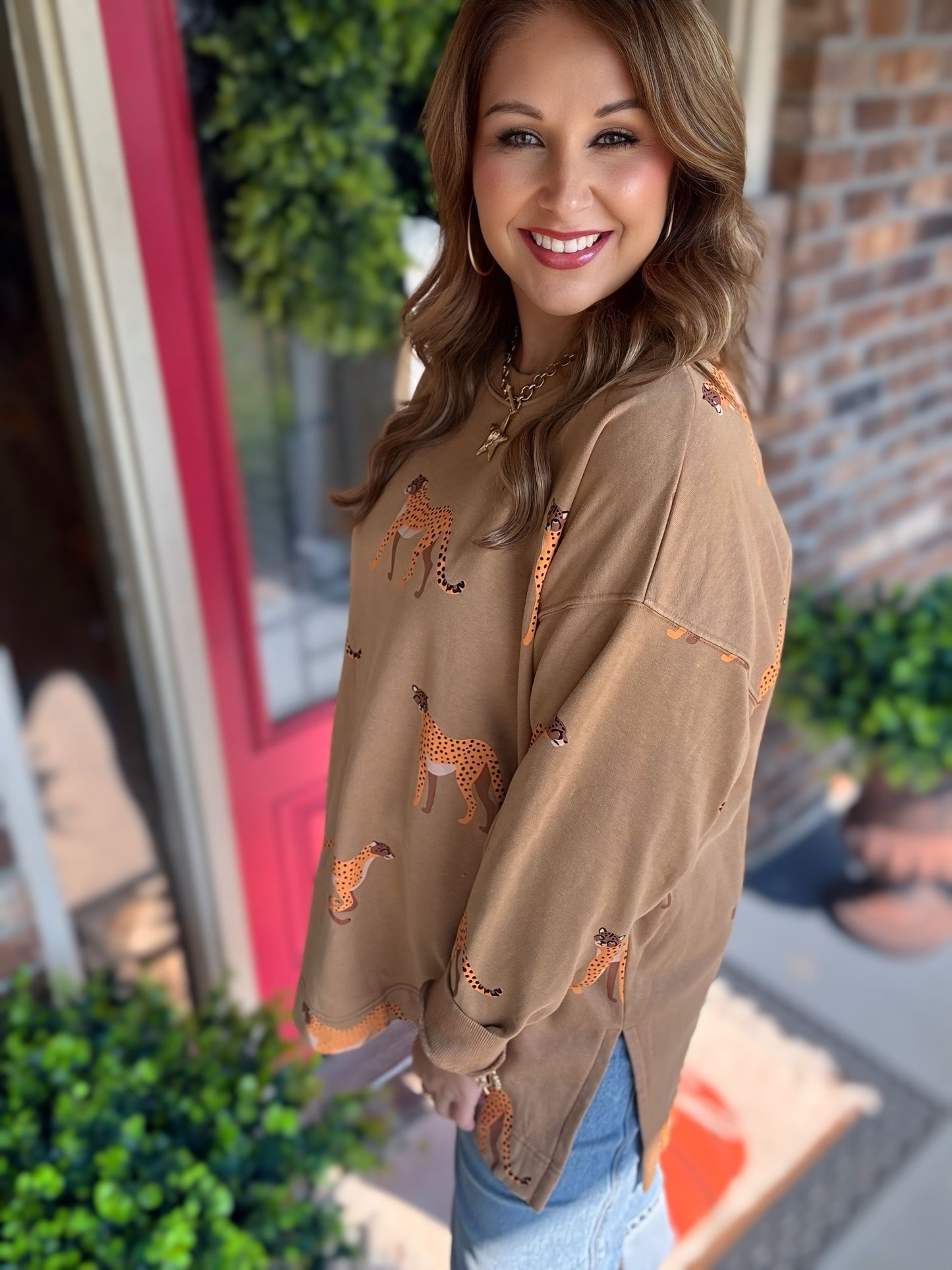 CHEETAH PRINT TERRY PULLOVER