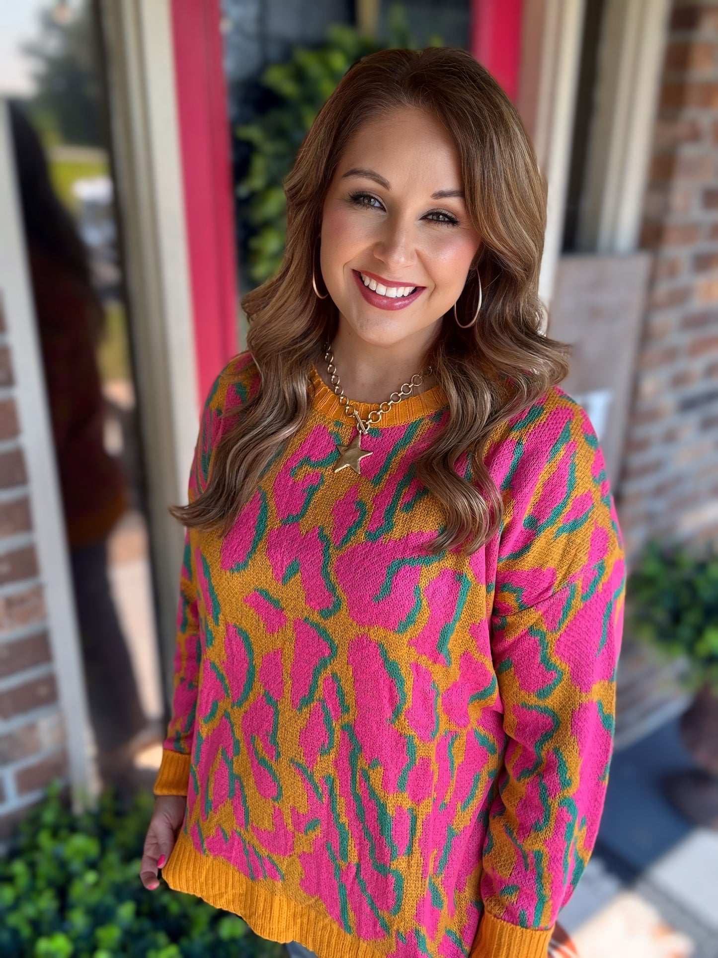 Pink/Orange Cheetah Print Top