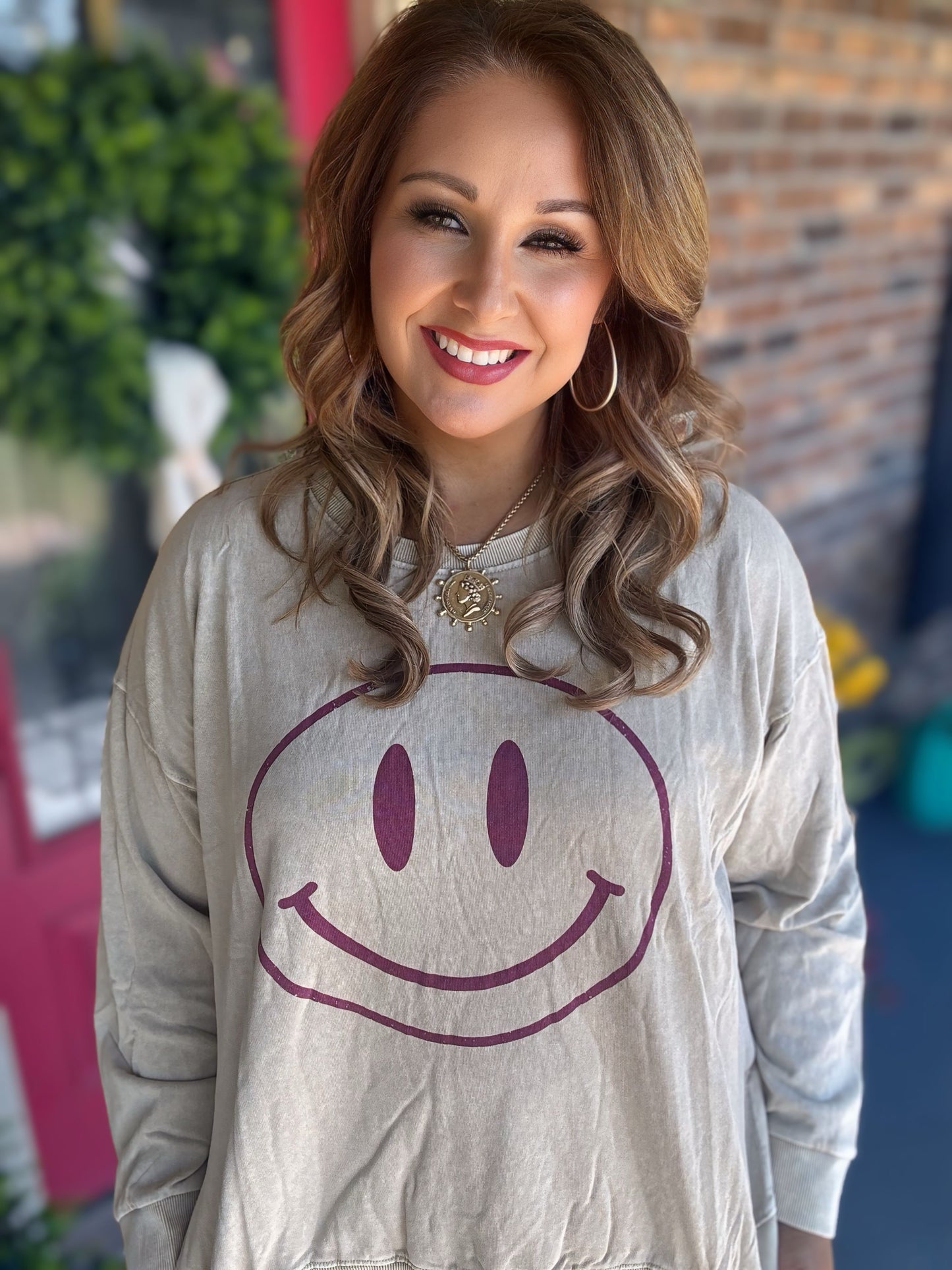 Plus size smiley terry top