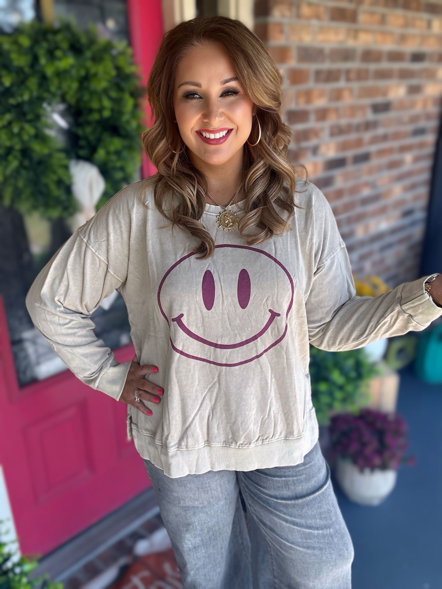Plus size smiley terry top