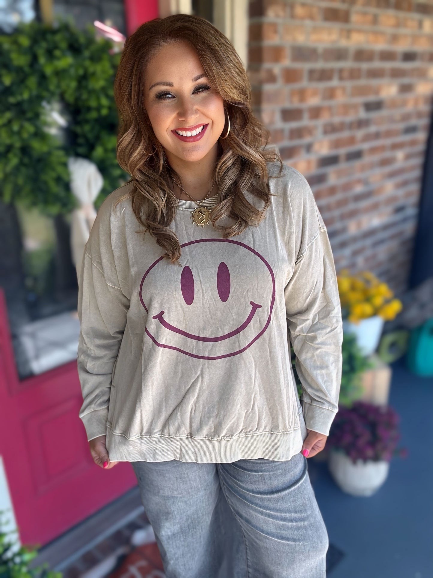 Plus size smiley terry top