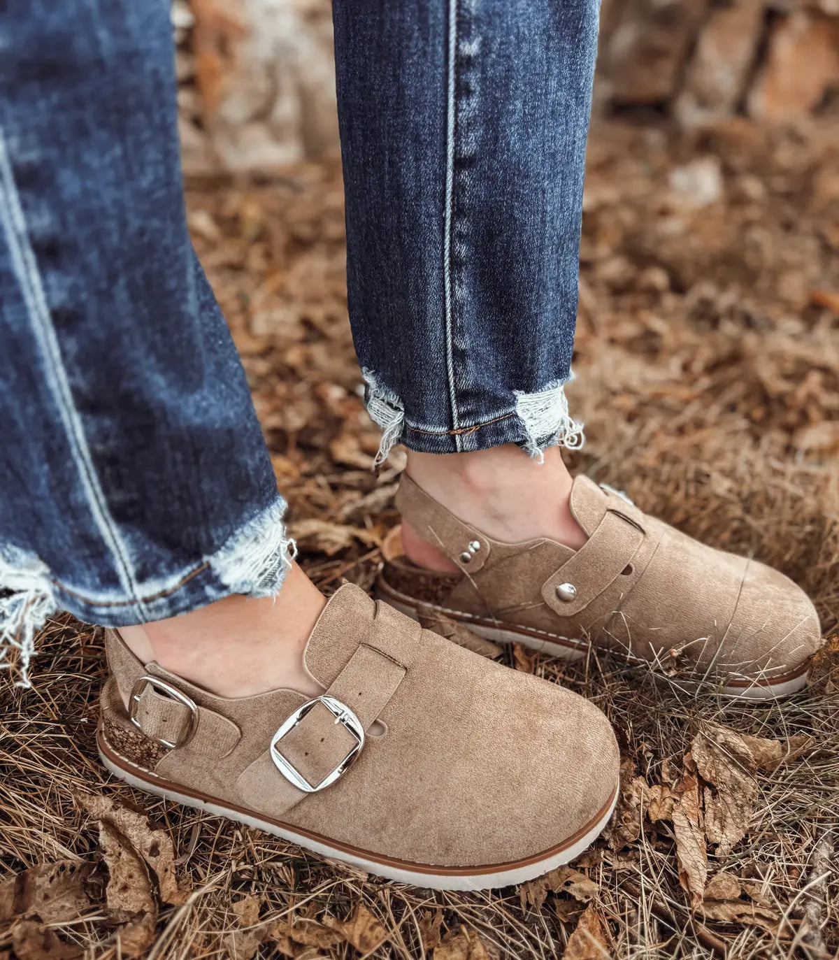 Taupe Berk Slip Ons with Strap Shoe