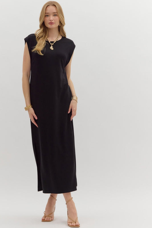 Black Jersey Knit Maxi Dress