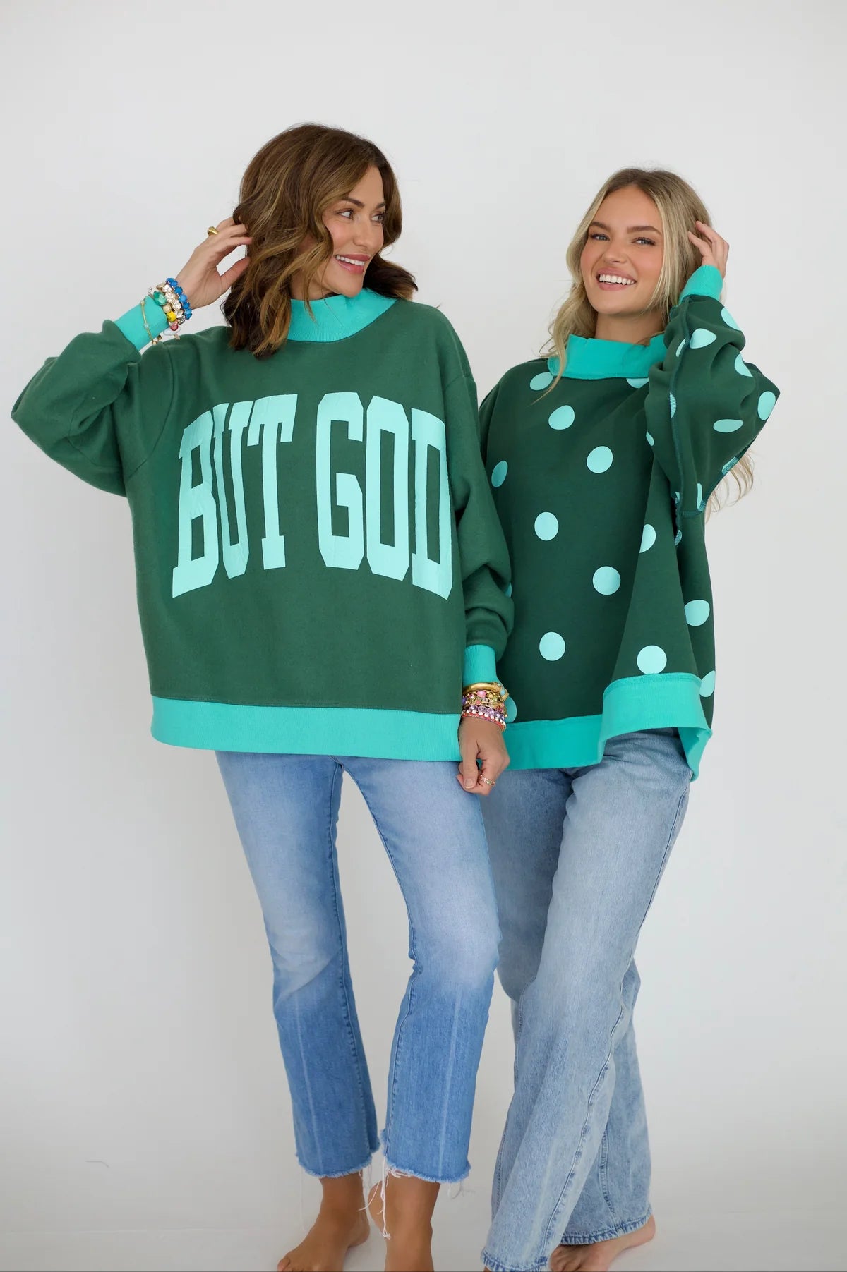 But God Reversible Oversized Mock Neck Sweatshirt