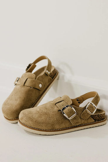 Taupe Berk Slip Ons with Strap Shoe