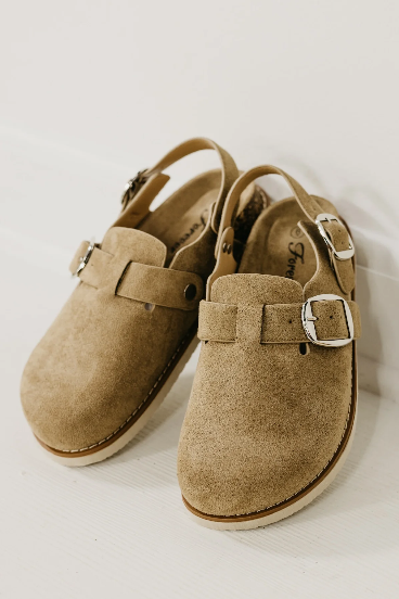 Taupe Berk Slip Ons with Strap Shoe