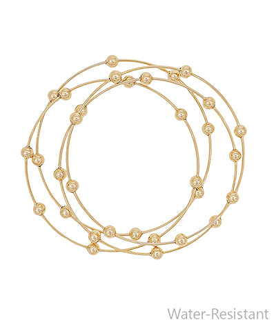 Gold 4 Row CCB Ball Bangle Bracelet