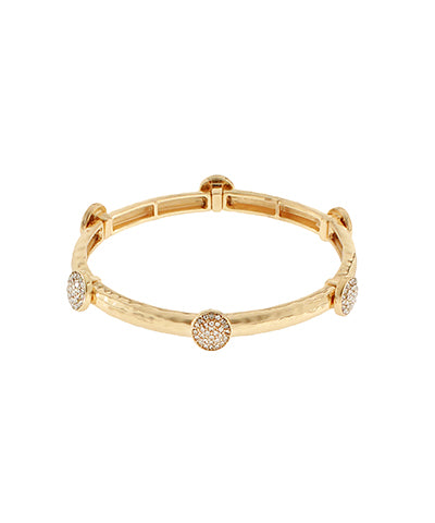 Gold Pave Round Station Bracelet