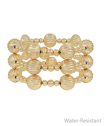 3 Row Textured & CCB Ball Bracelet