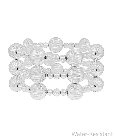 3 Row Textured & CCB Ball Bracelet