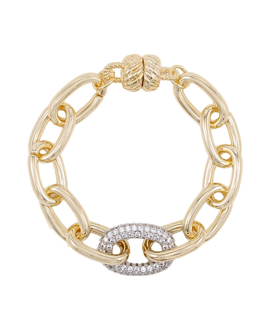 Pave Oval Chain Bracelet