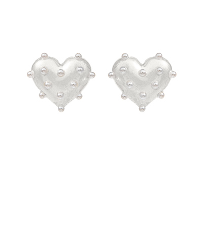 Pearl Deco Metal Heart Earrings