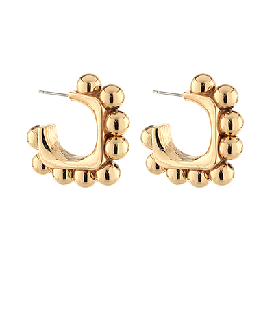 Linked CCB Ball Square Hoop Earrings