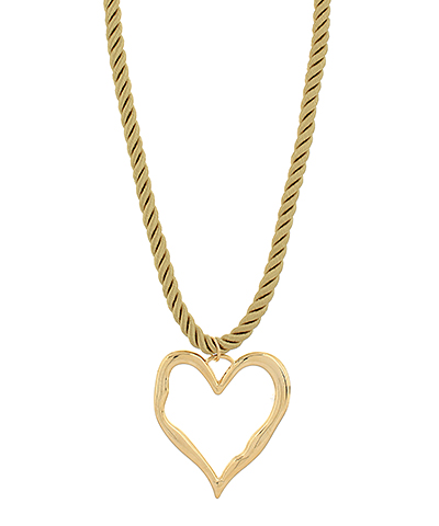 Bold Heart Outline Cord Necklace