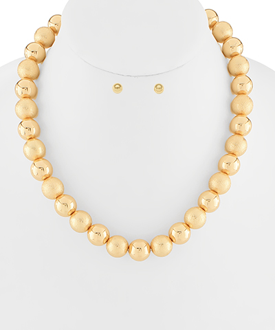 Textured Metal Ball Necklace Set