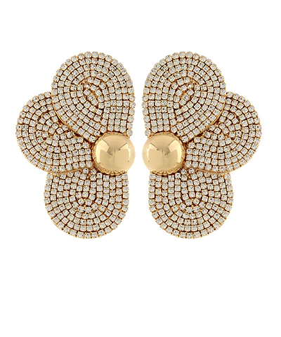 Pave Crystal Half Flower Earrings