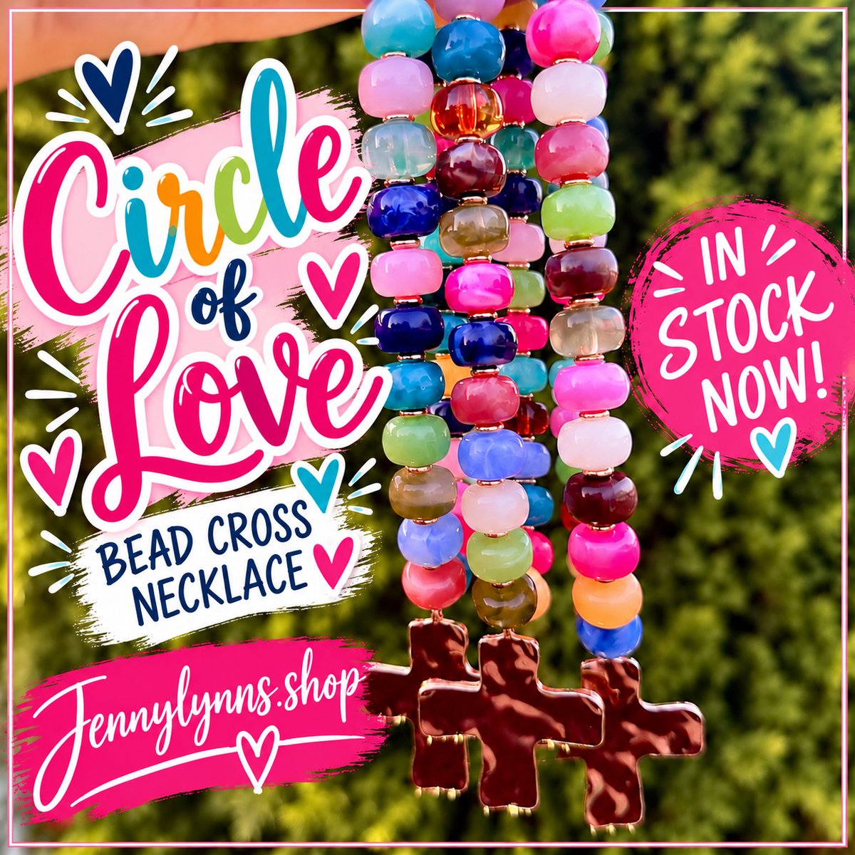 Circle of Love Multicolored Cross Necklace