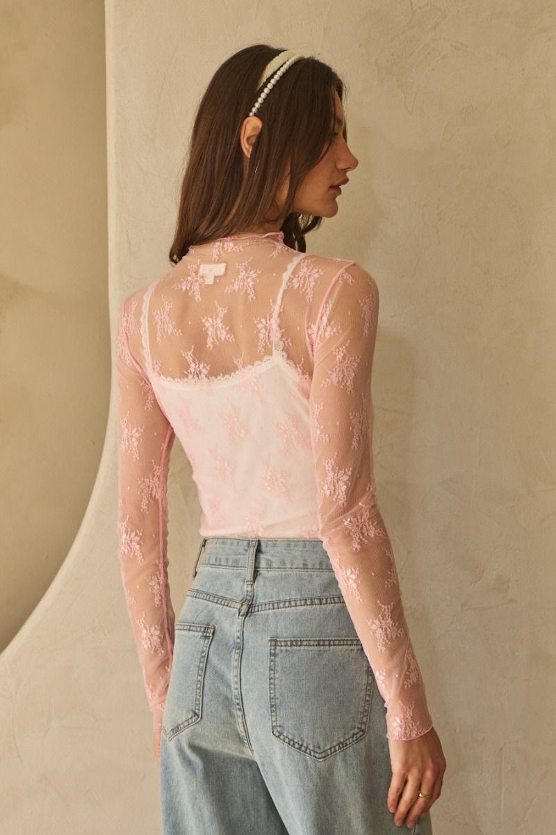 Plus Size Pink Mesh Top