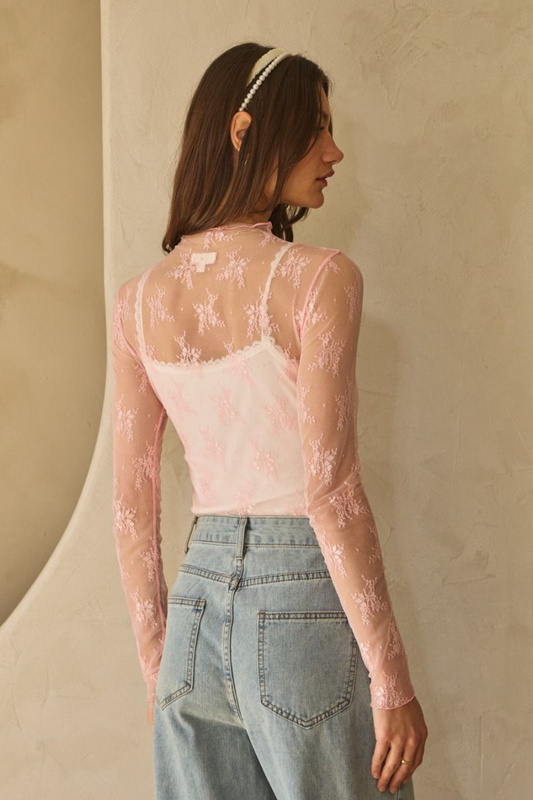 Plus Size Pink Mesh Top