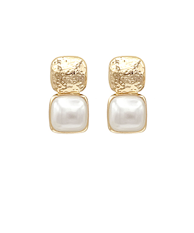 Bold Square Pearl & Metal Earrings