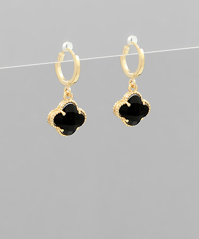 Clover Dangle Brass Hoops