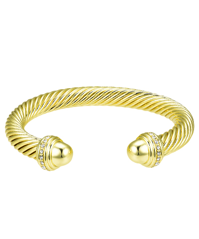 Gold Crystal & Cable Cuff Bracelet