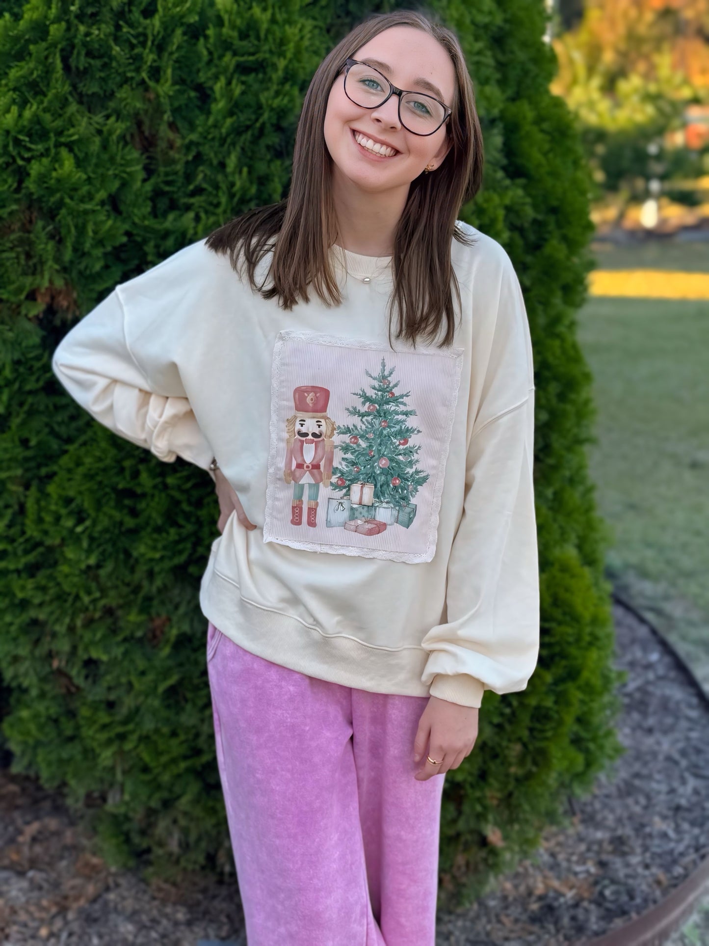 Nutcracker Patch Pullover Top