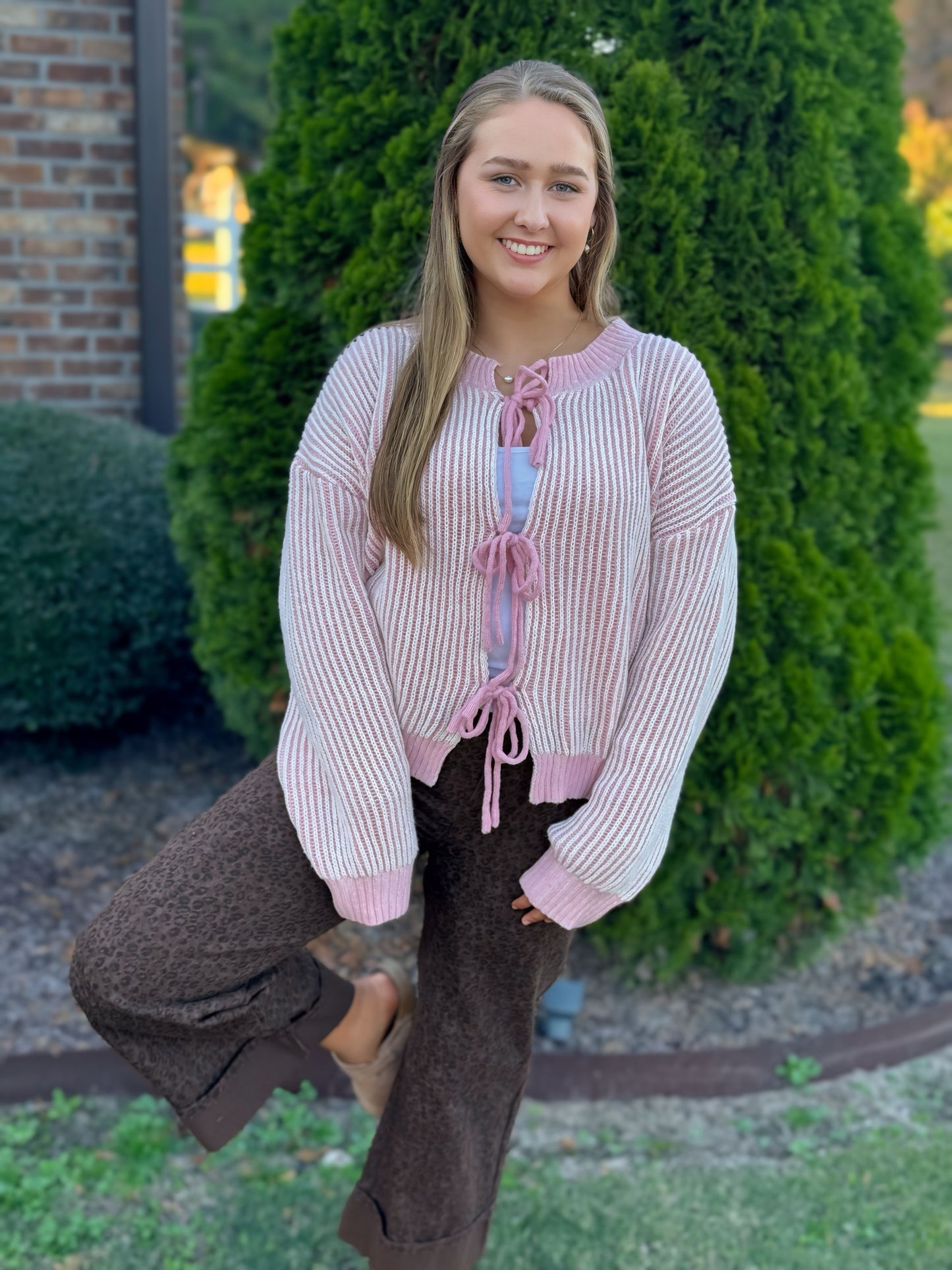 Front Tie Cozy Cardigan