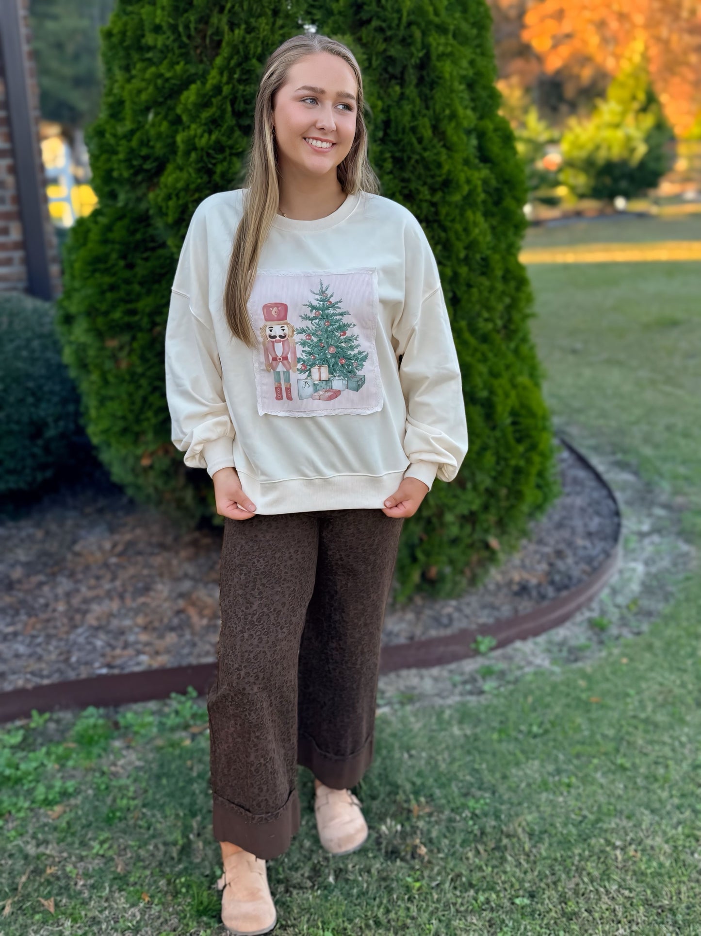 Nutcracker Patch Pullover Top