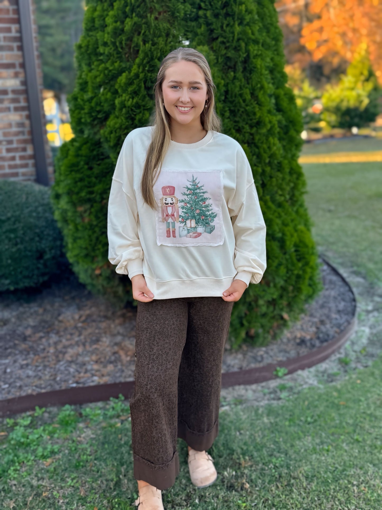 Nutcracker Patch Pullover Top