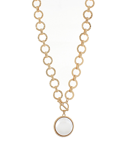 Big Pearl Dome Pendant Necklace
