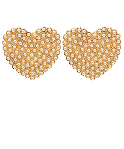 Pave Pearl Heart Earrings