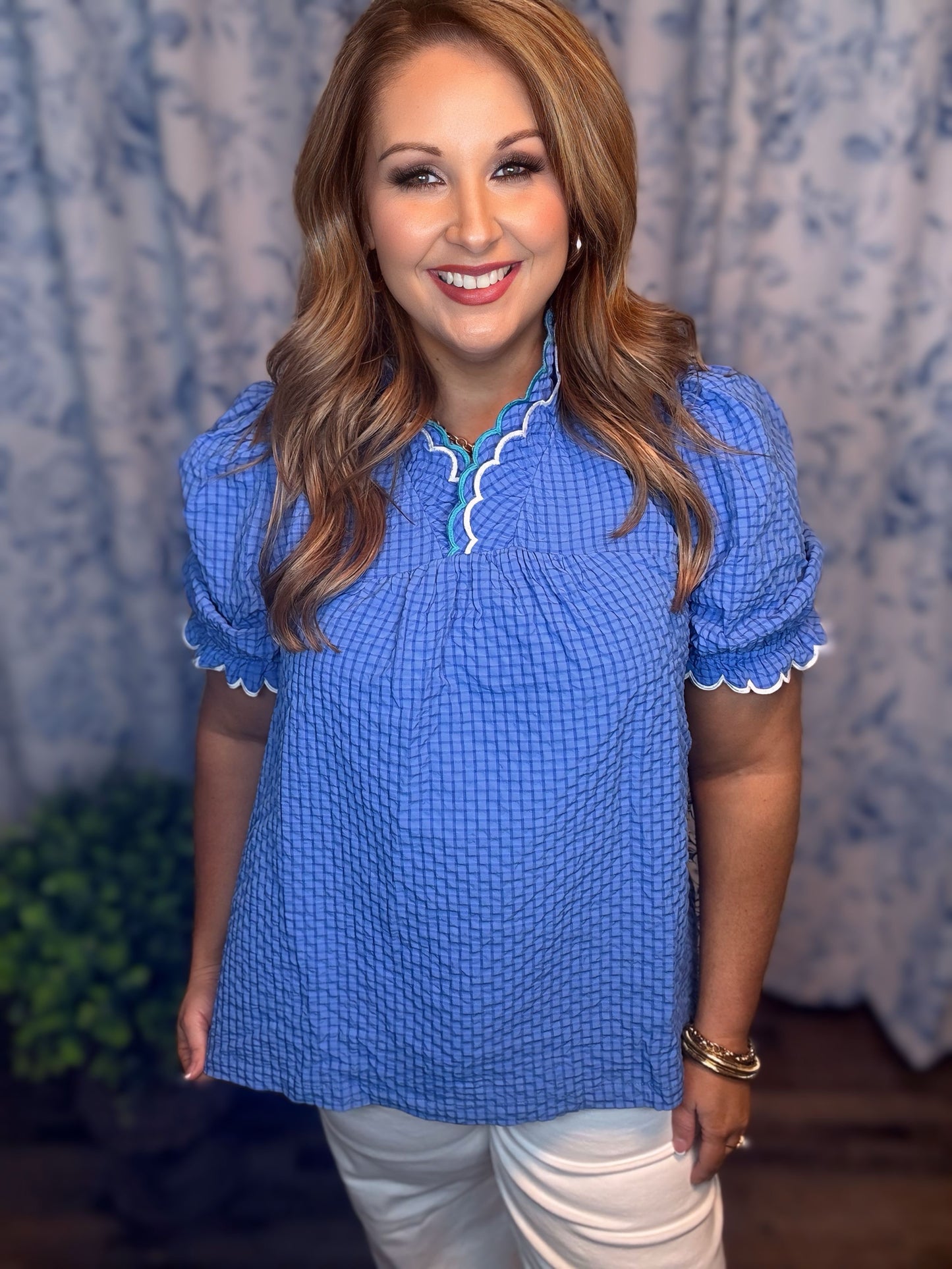 Umgee Textured Puff Sleeve Top