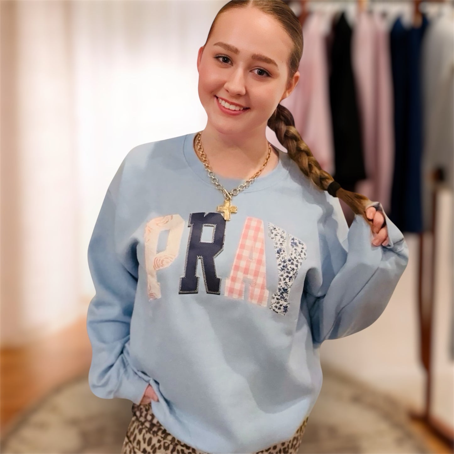 Embroidered Pray Top
