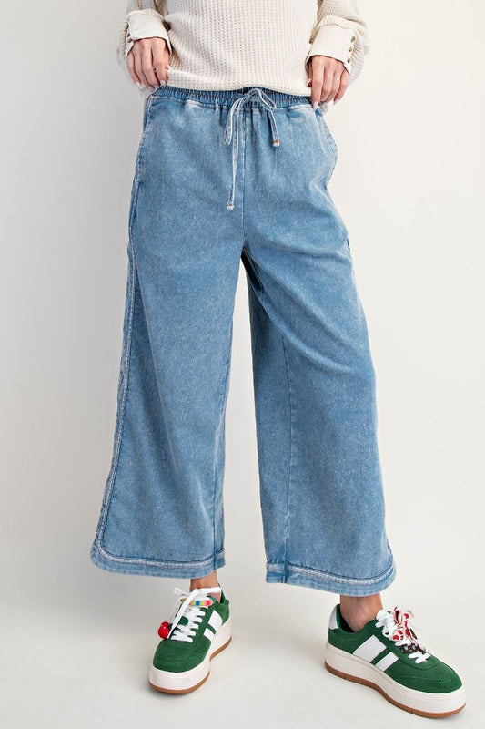 Easel MINERAL WASHED DENIM PANTS