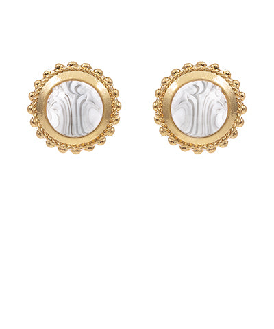White Accented Dome Stone Earrings