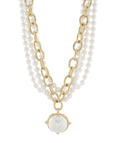 Dome Pearl & 4 Layered Pearl Necklace