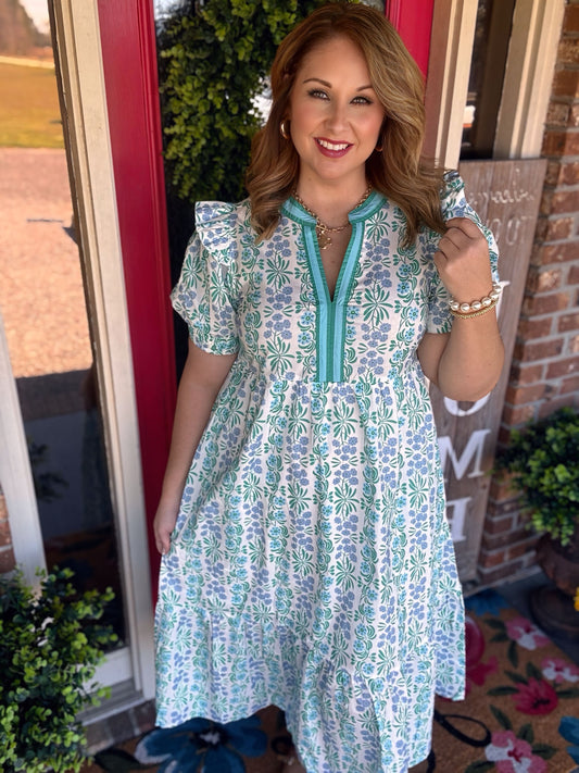 Entro Plus Size Floral Midi Dress