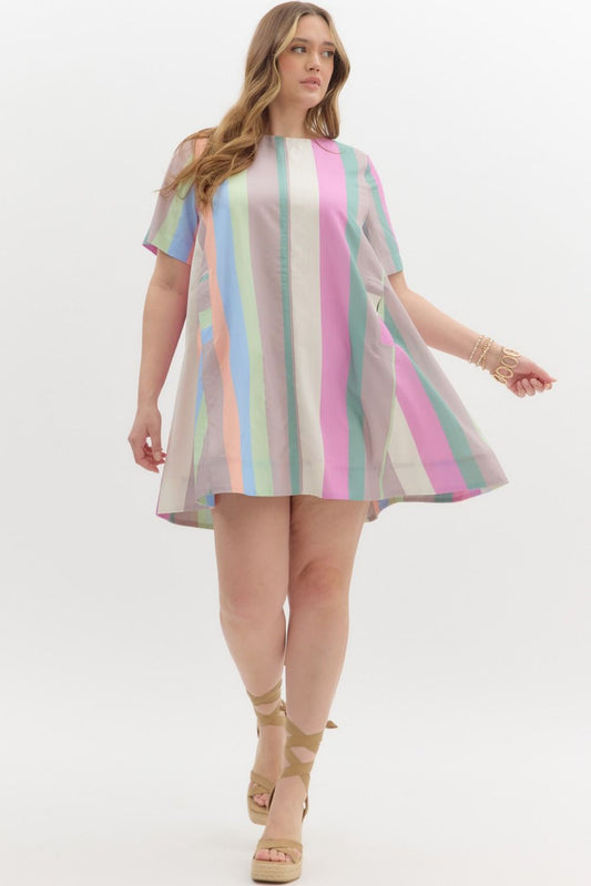 Entro Plus Striped Swing Dress