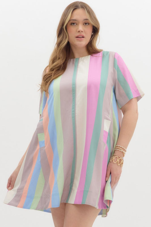 Entro Plus Striped Swing Dress