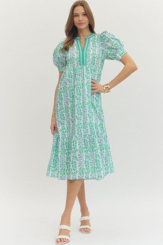 Entro Plus Size Floral Midi Dress