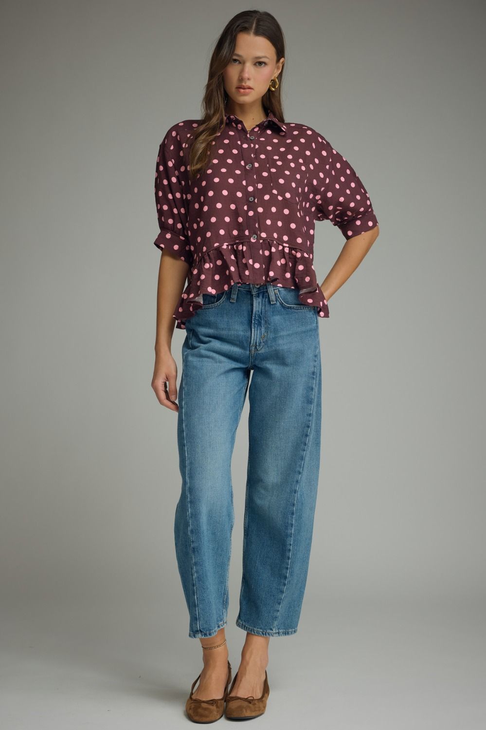 Entro Wine Polka Dot Top