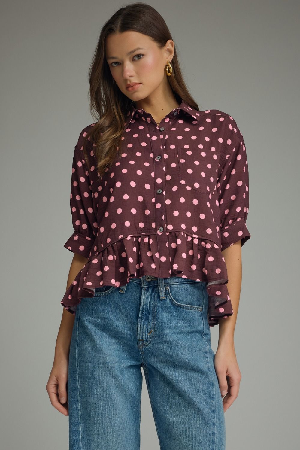 Entro Wine Polka Dot Top