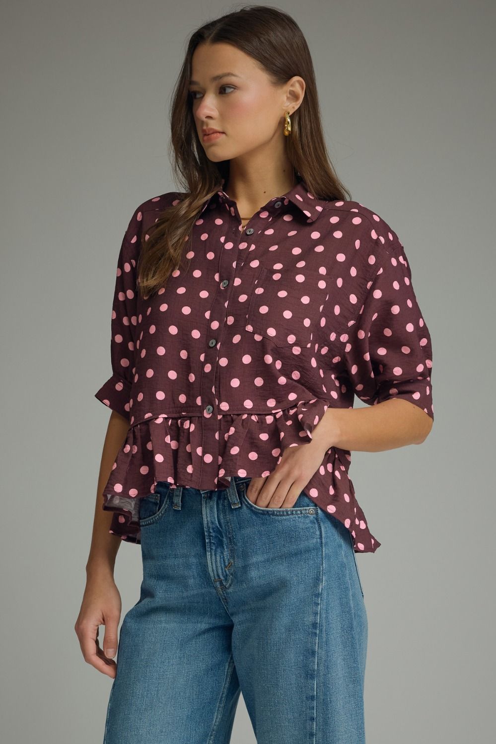 Entro Wine Polka Dot Top
