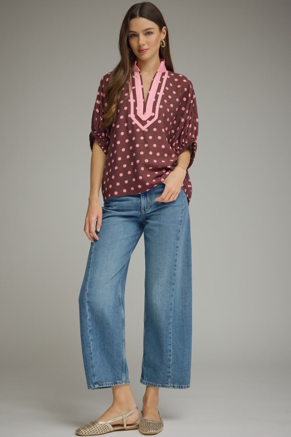 Entro Polka Dot Top-Wine